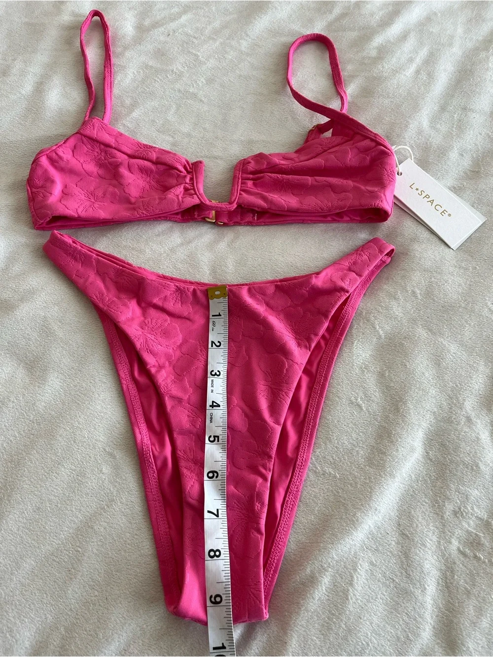 L*Space Bikini Set Peyton Top & Leilani Bottom Small Pink Floral Swim Resortwear